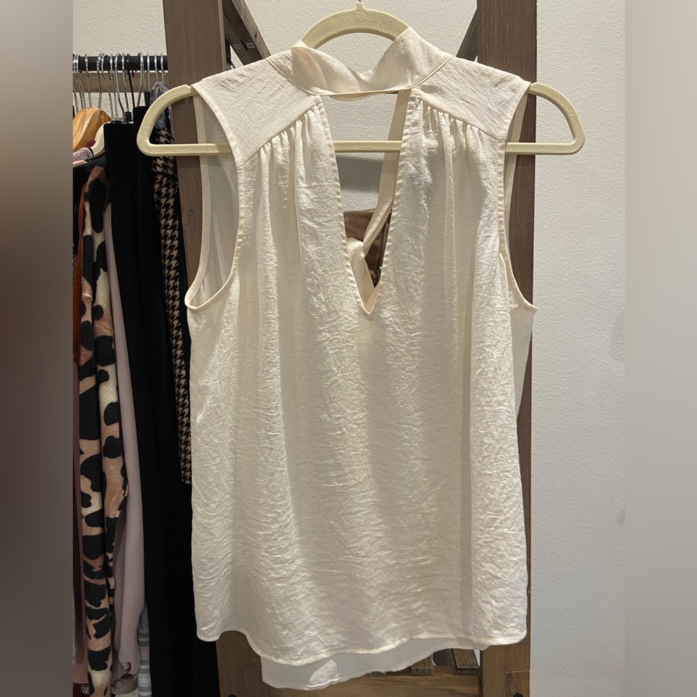 White linen top with tie in the back